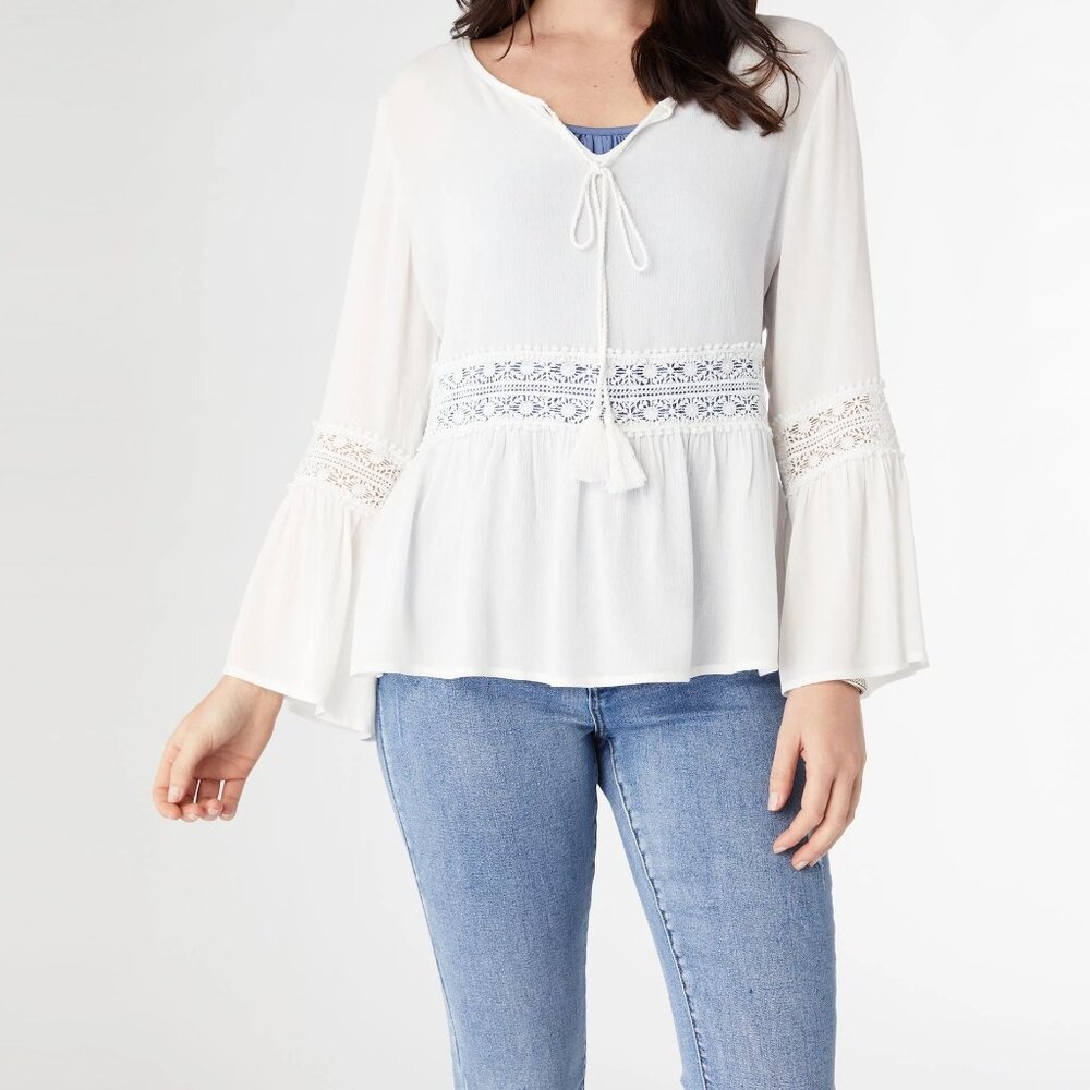 Coco + Carmen - Kacie Belle Sleeve Top - WHITE  - LG/XL